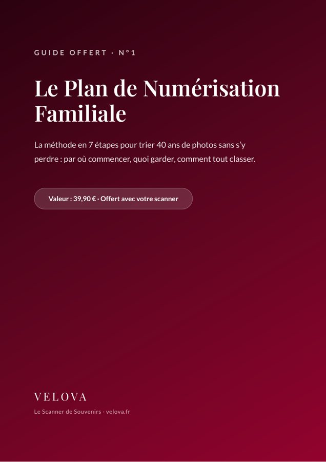 Couverture du guide Le Plan de Numérisation Familiale