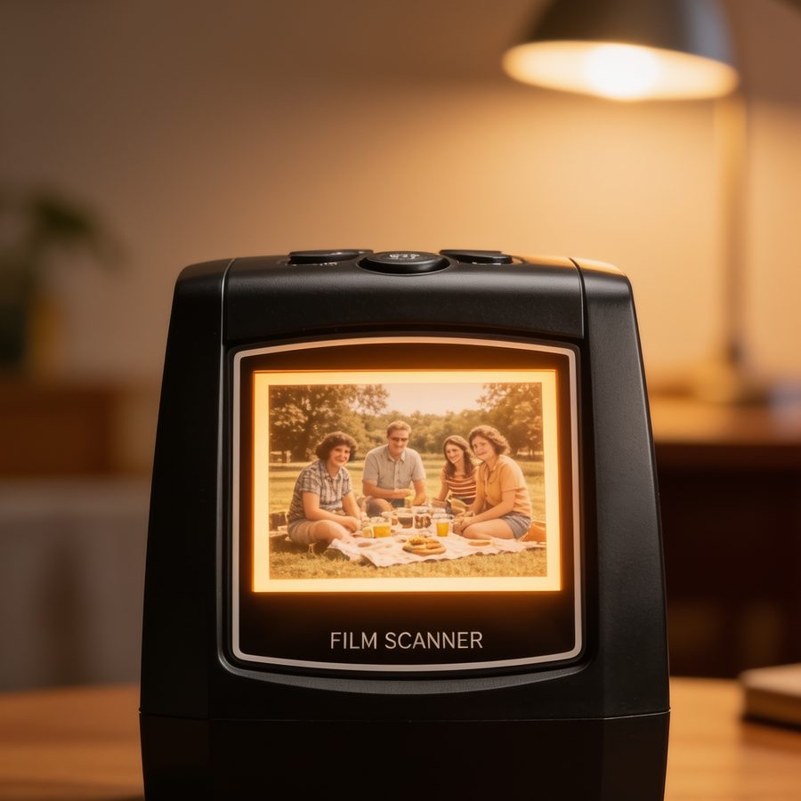 La photo de famille apparaît sur l’écran du scanner